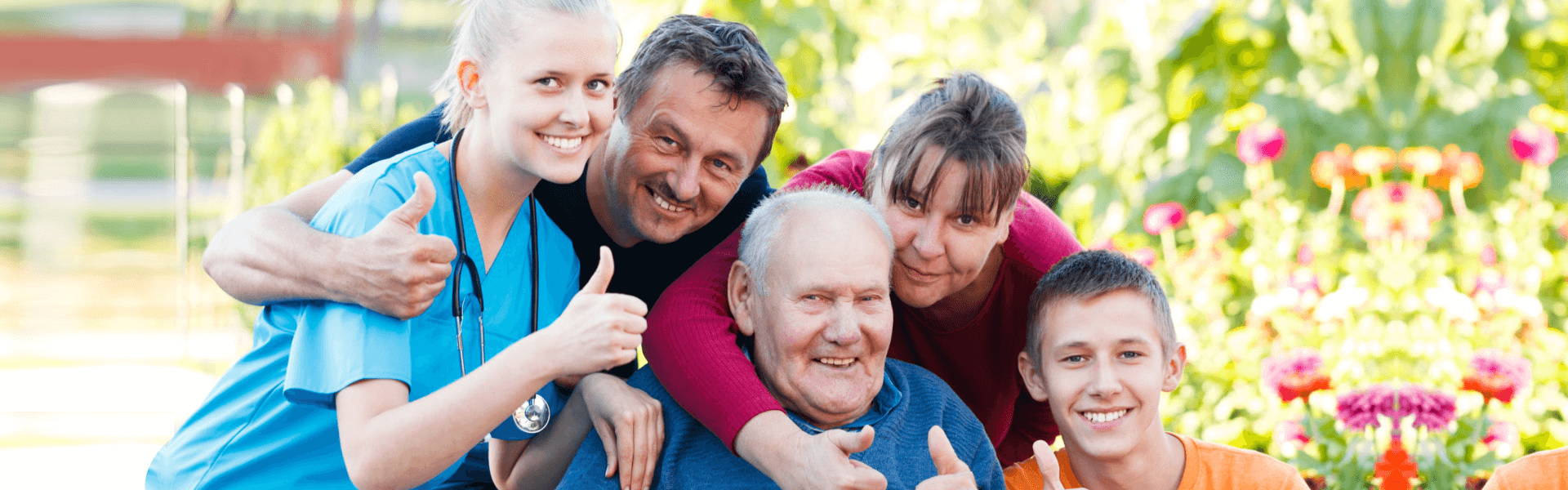 happy familty with their caregiver